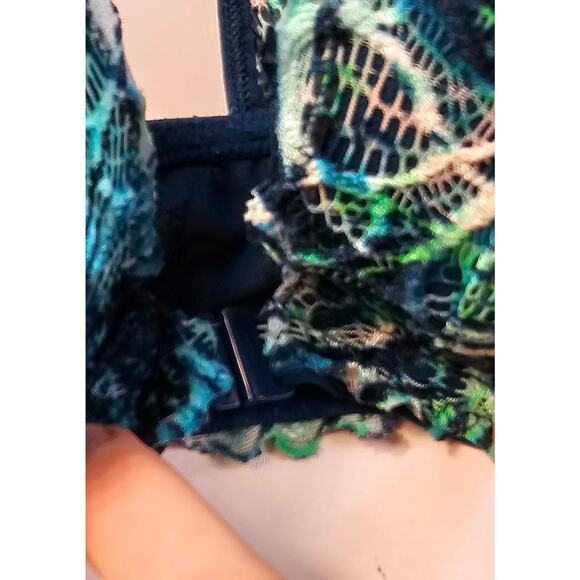 Date racerback 34D snap front bra full coverage underwire blue lace EUC VS PINK - Picture 7 of 8